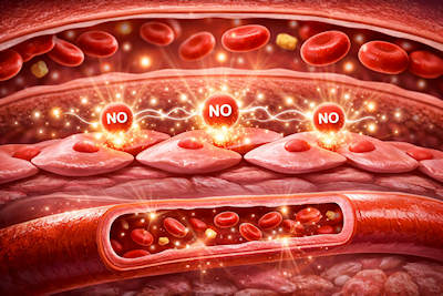 healthy endothelial cells making nitric oxide